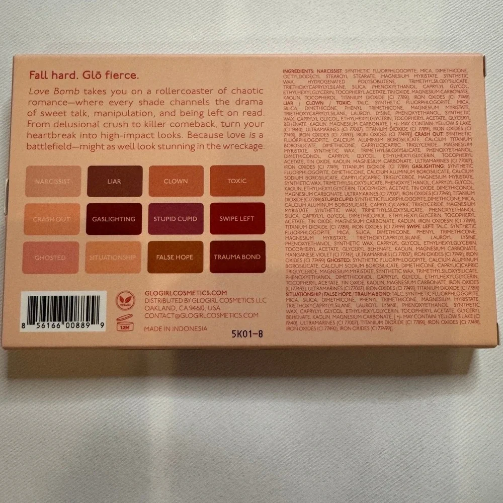 Glogirl Cosmetics‎ Love Bomb Eyeshadow Palette Women 15g Warm Neutrals Excellent